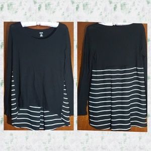 A.N.A. black hi-lo top with striped back